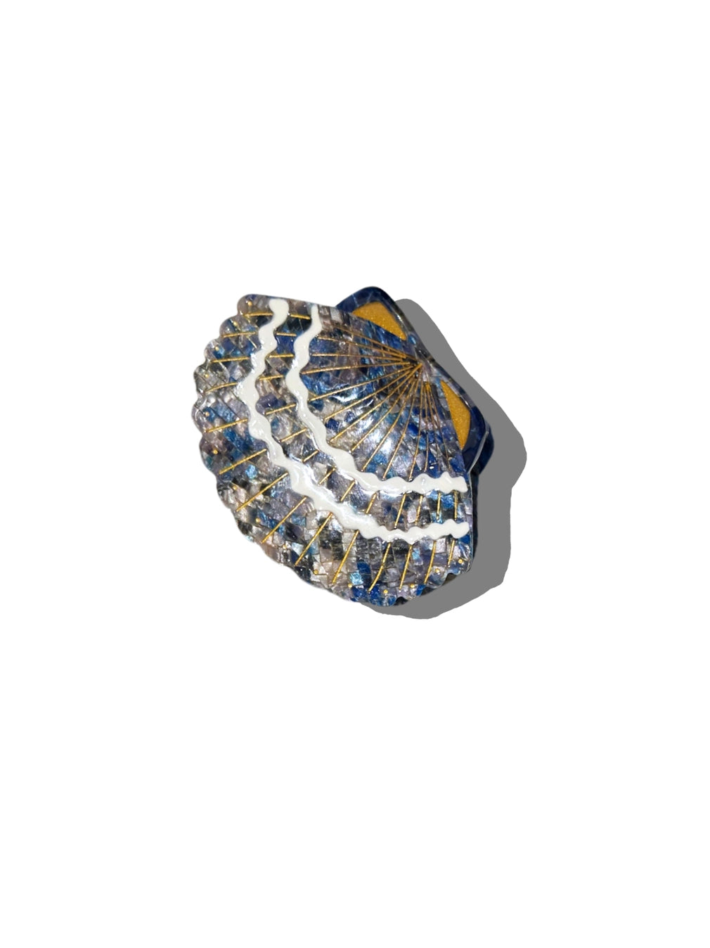 Hand-Painted Seashell Claw Hair Clip |Oyster Blue Eco-Friendly