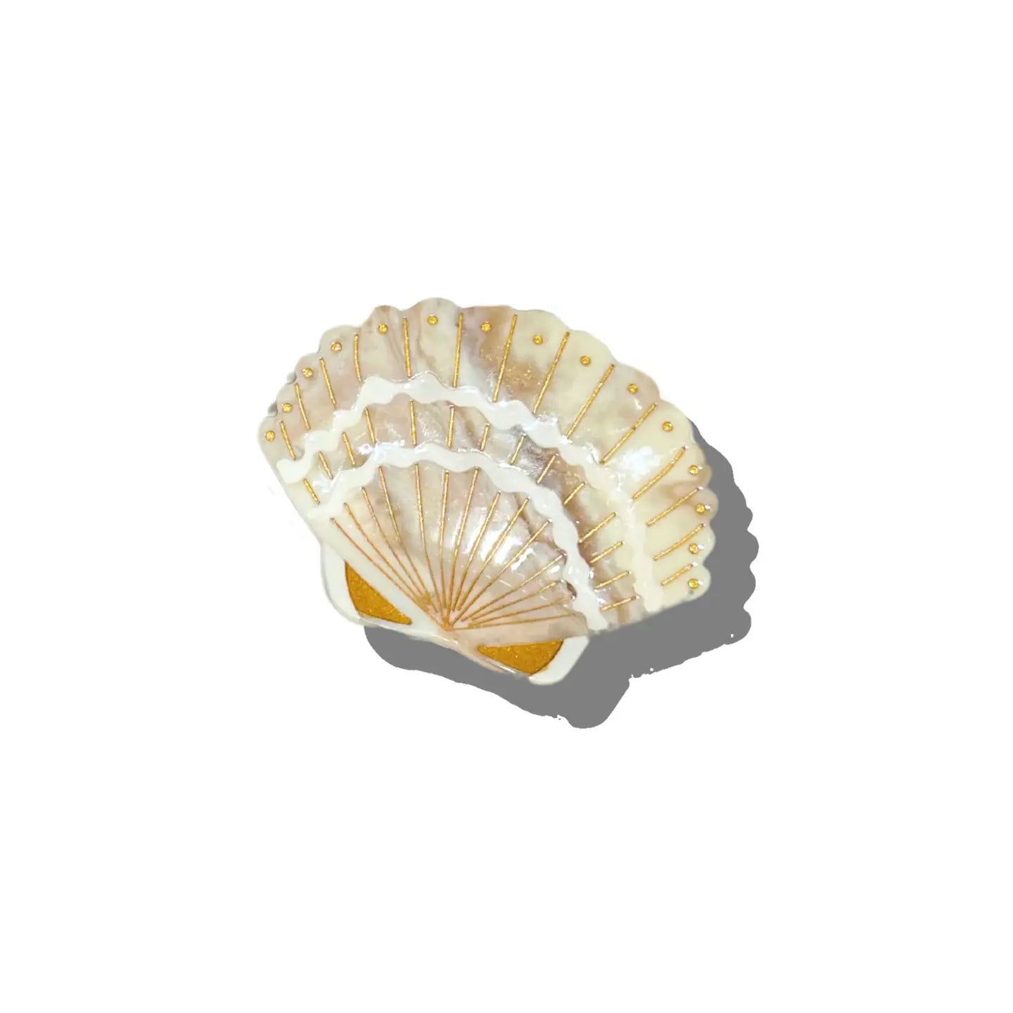 Hand-Painted Seashell Claw Hair Clip |Golden Sand Eco-Friendly
