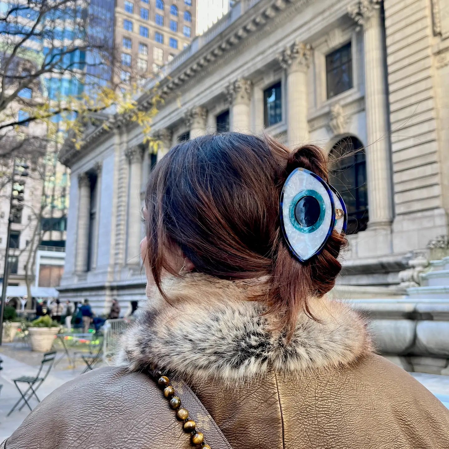 Hand-Painted Evil Eye Claw Hair Clip | Eco-Friendly