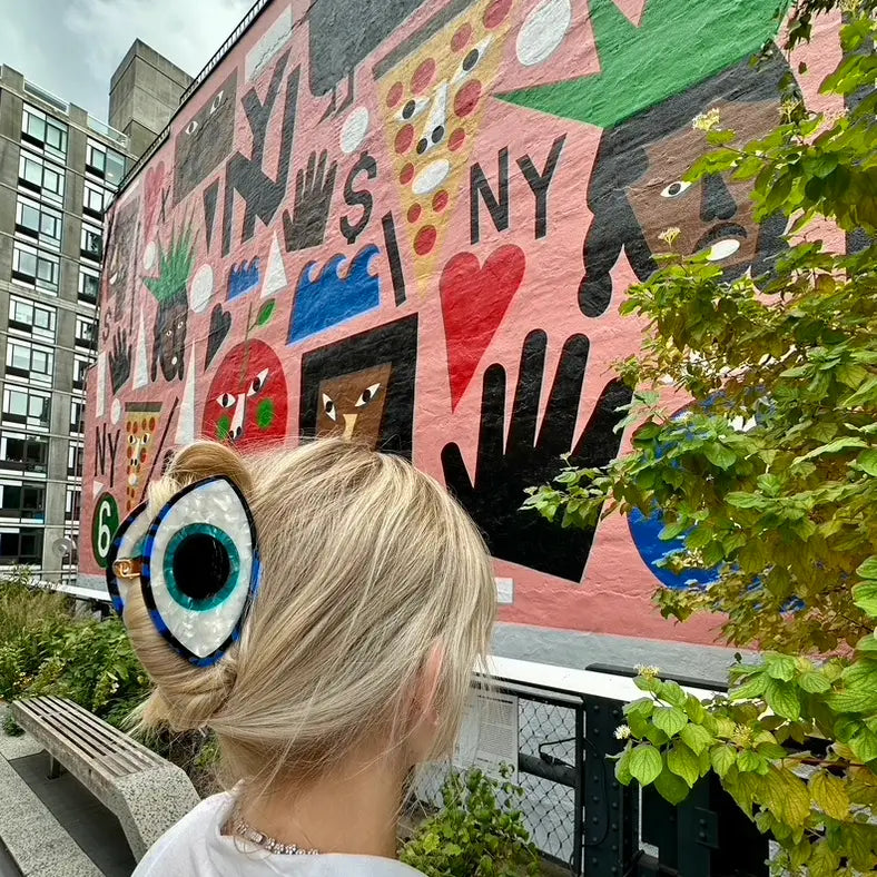 Hand-Painted Evil Eye Claw Hair Clip | Eco-Friendly