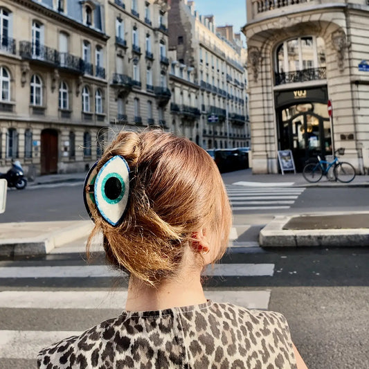 Hand-Painted Evil Eye Claw Hair Clip | Eco-Friendly