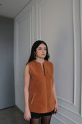 Ember Vest for women with V-neck, side cut-outs and textured chenille fabric