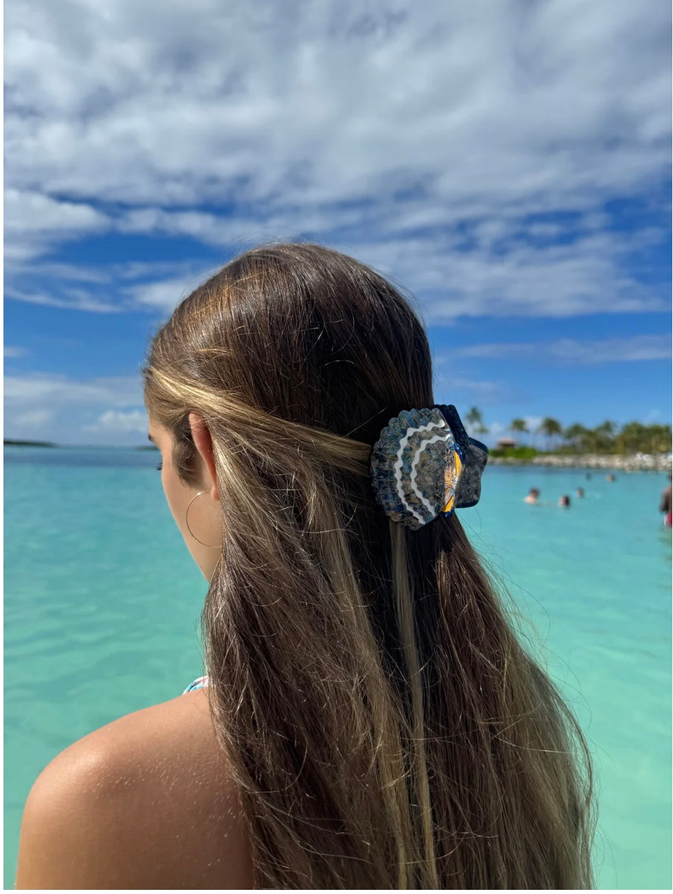 Hand-Painted Seashell Claw Hair Clip |Oyster Blue Eco-Friendly