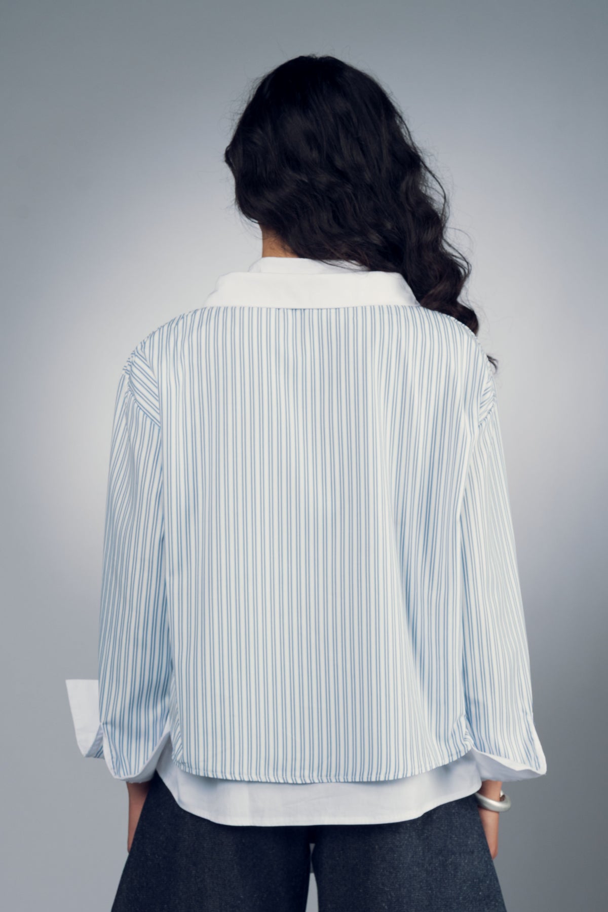 DOUBLE COLLAR STRIPE SHIRT